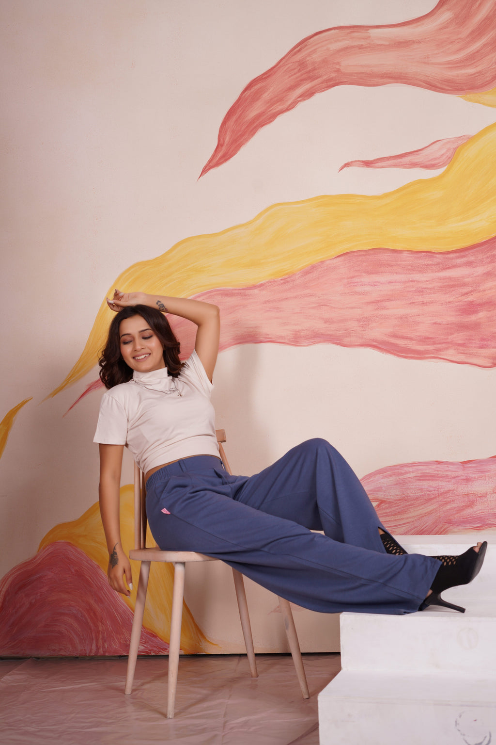 AirFlex Slit Wide Leg Pants (Steel Blue)