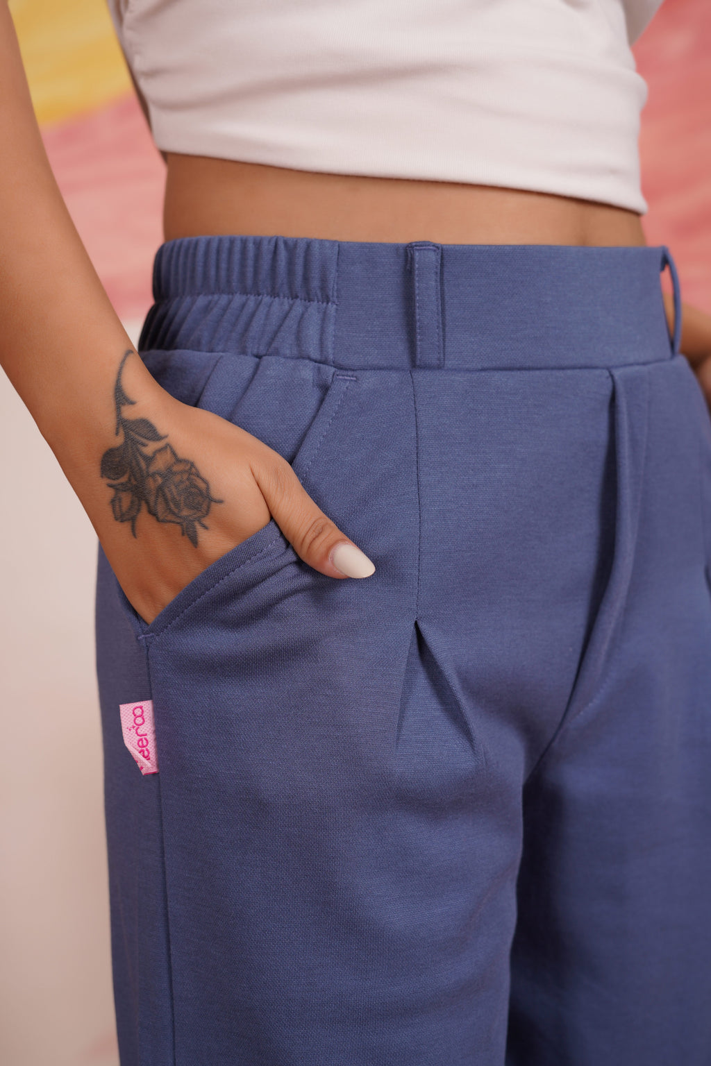 AirFlex Slit Wide Leg Pants (Steel Blue)