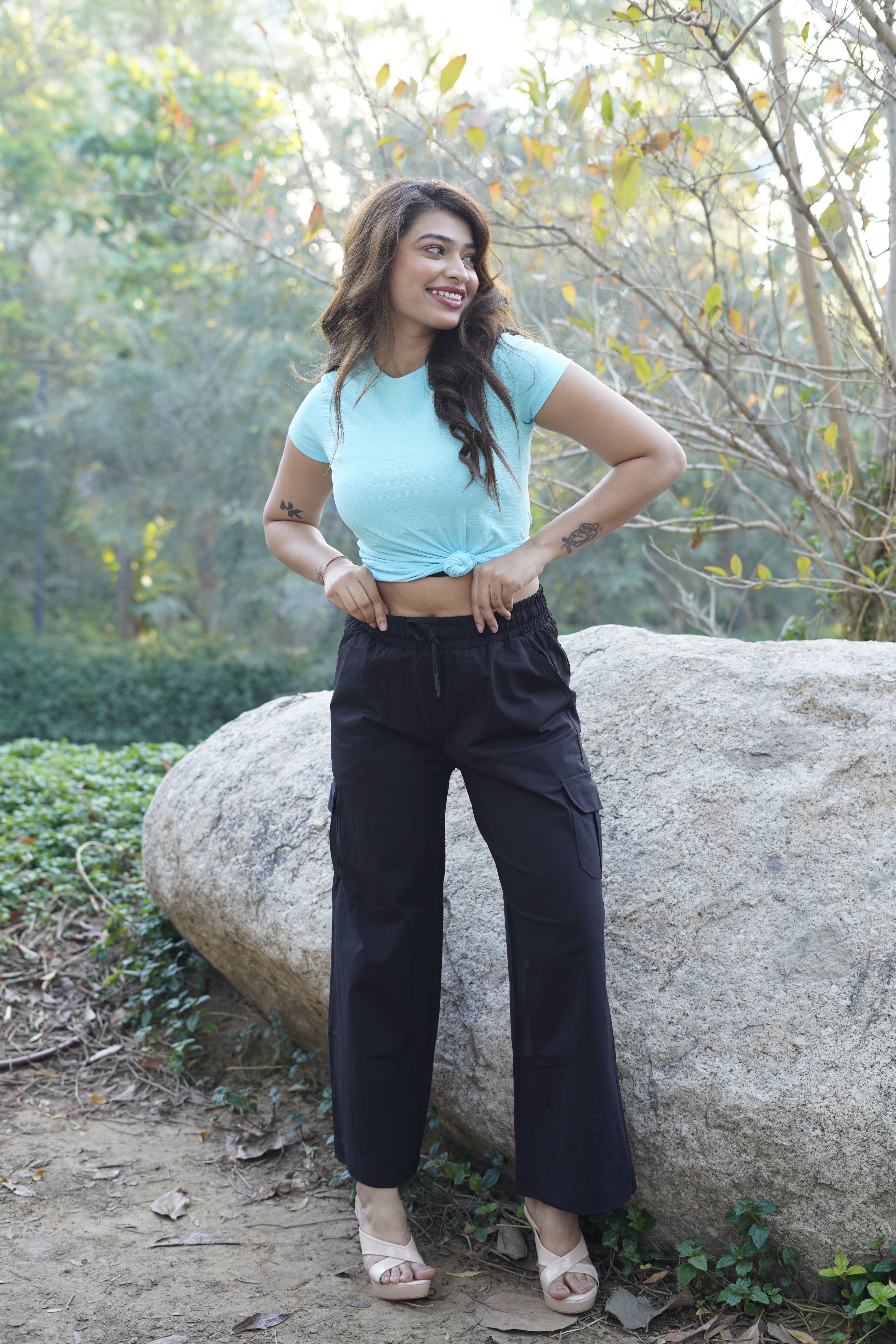 Relaxed Fit Cargo Everyday wide pants Black