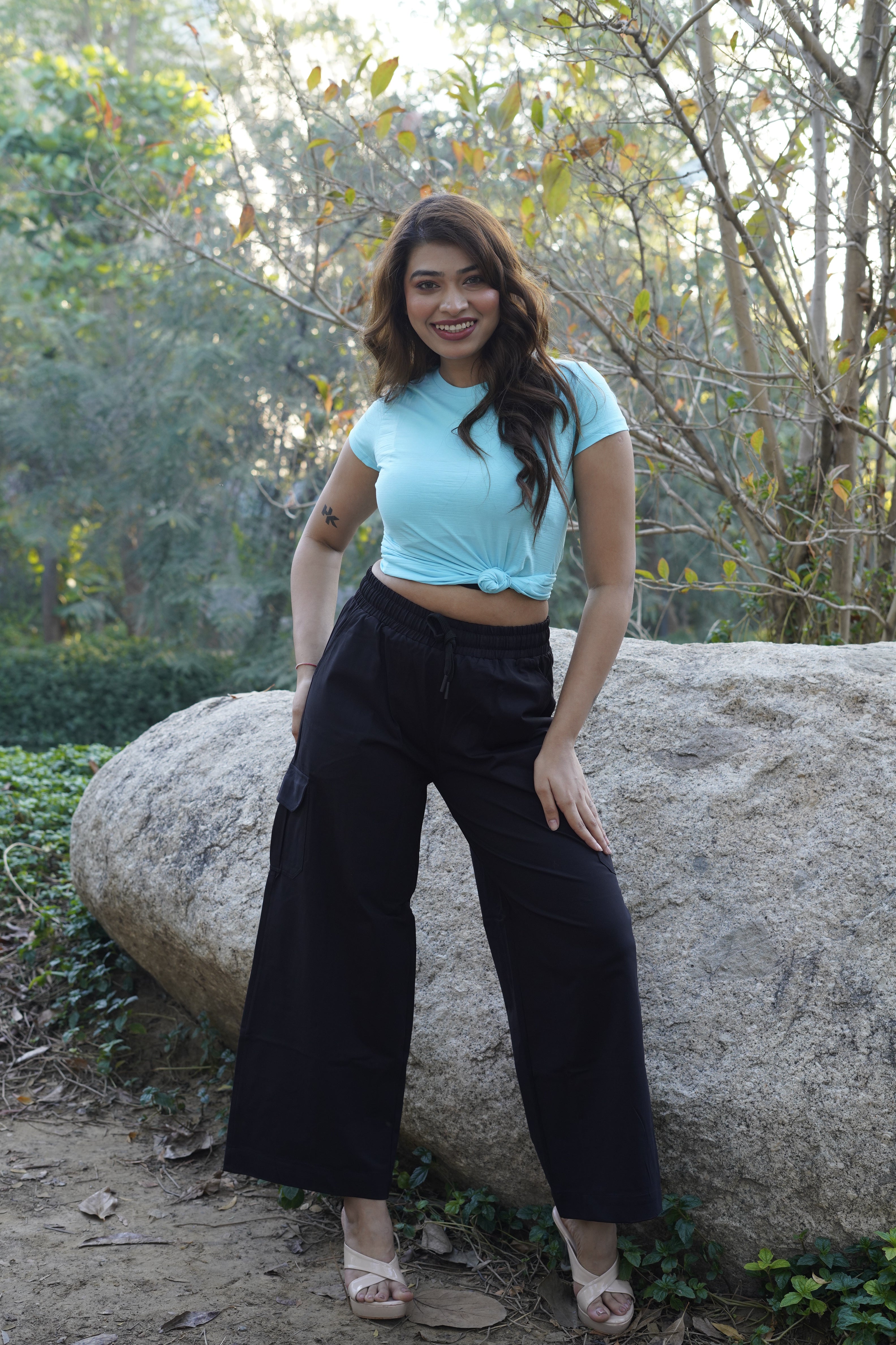 Relaxed Fit Cargo Everyday wide pants Black