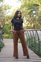 Soft Stretch Flare Pants (Rust Brown)