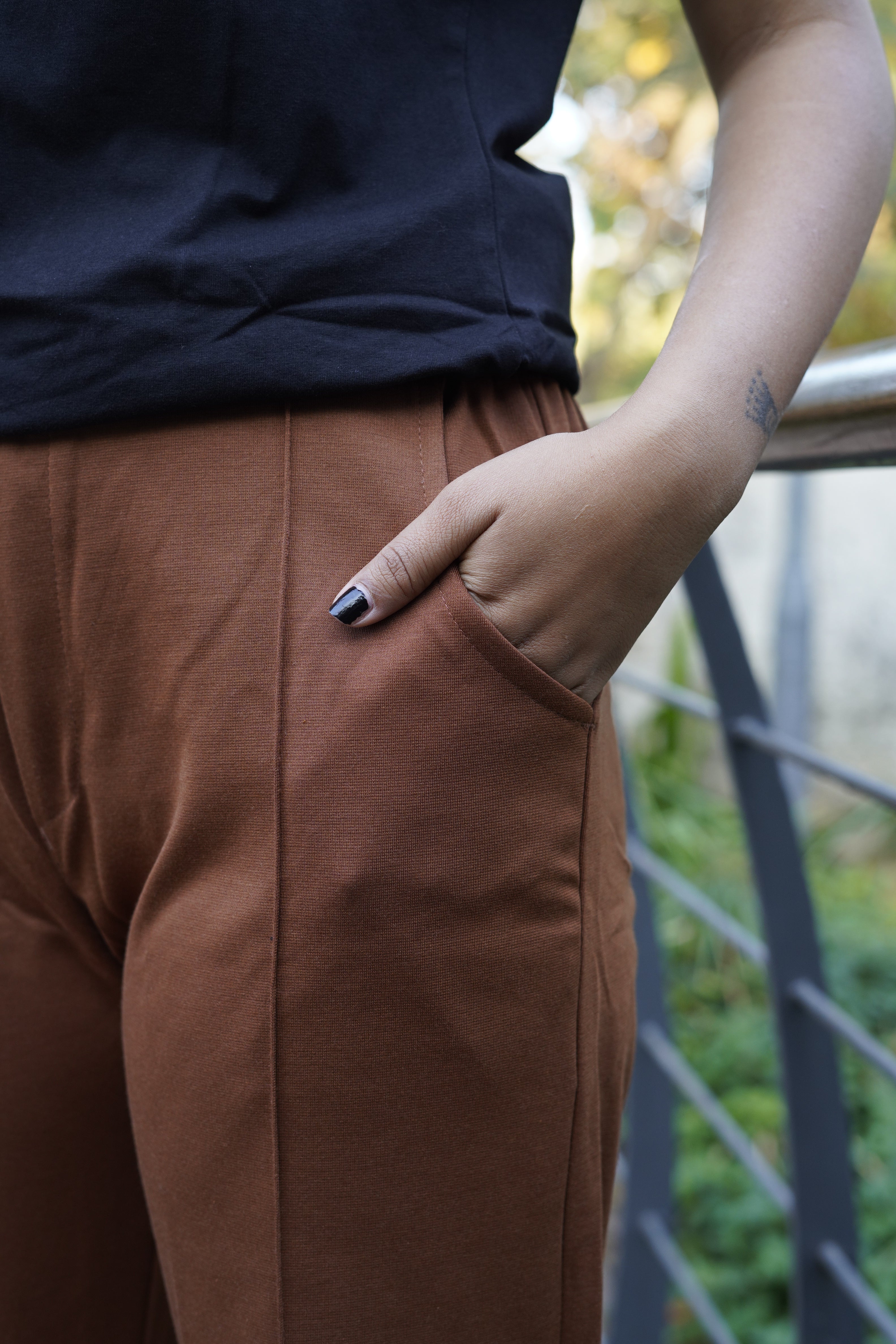 Soft Stretch Flare Pants (Rust Brown)