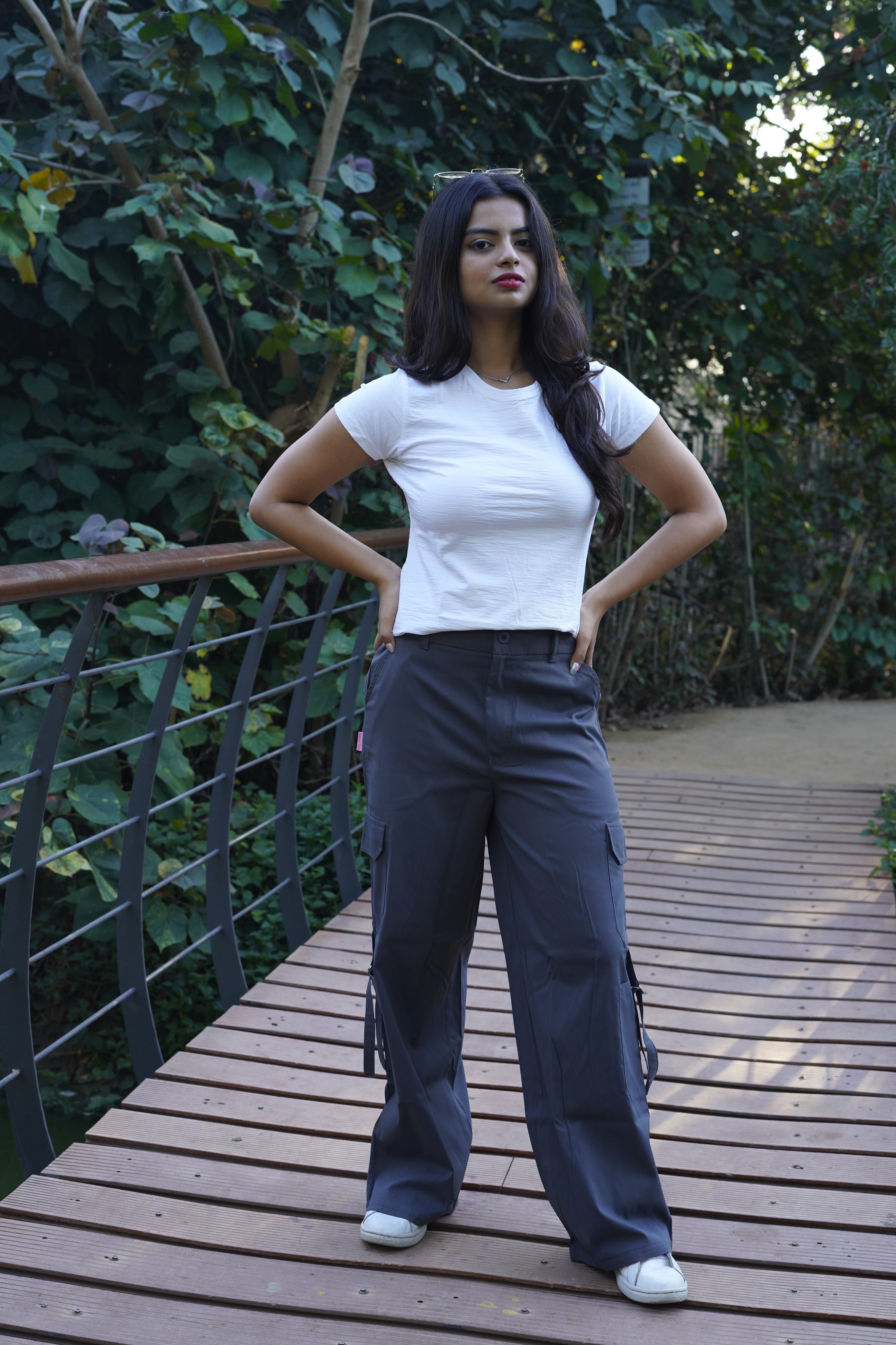 Relaxed Fit Cargo Everyday wide pants Steel Grey