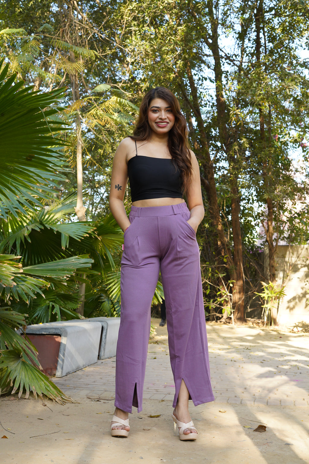 AirFlex Slit Wide Leg Pants (Dusty Rose)