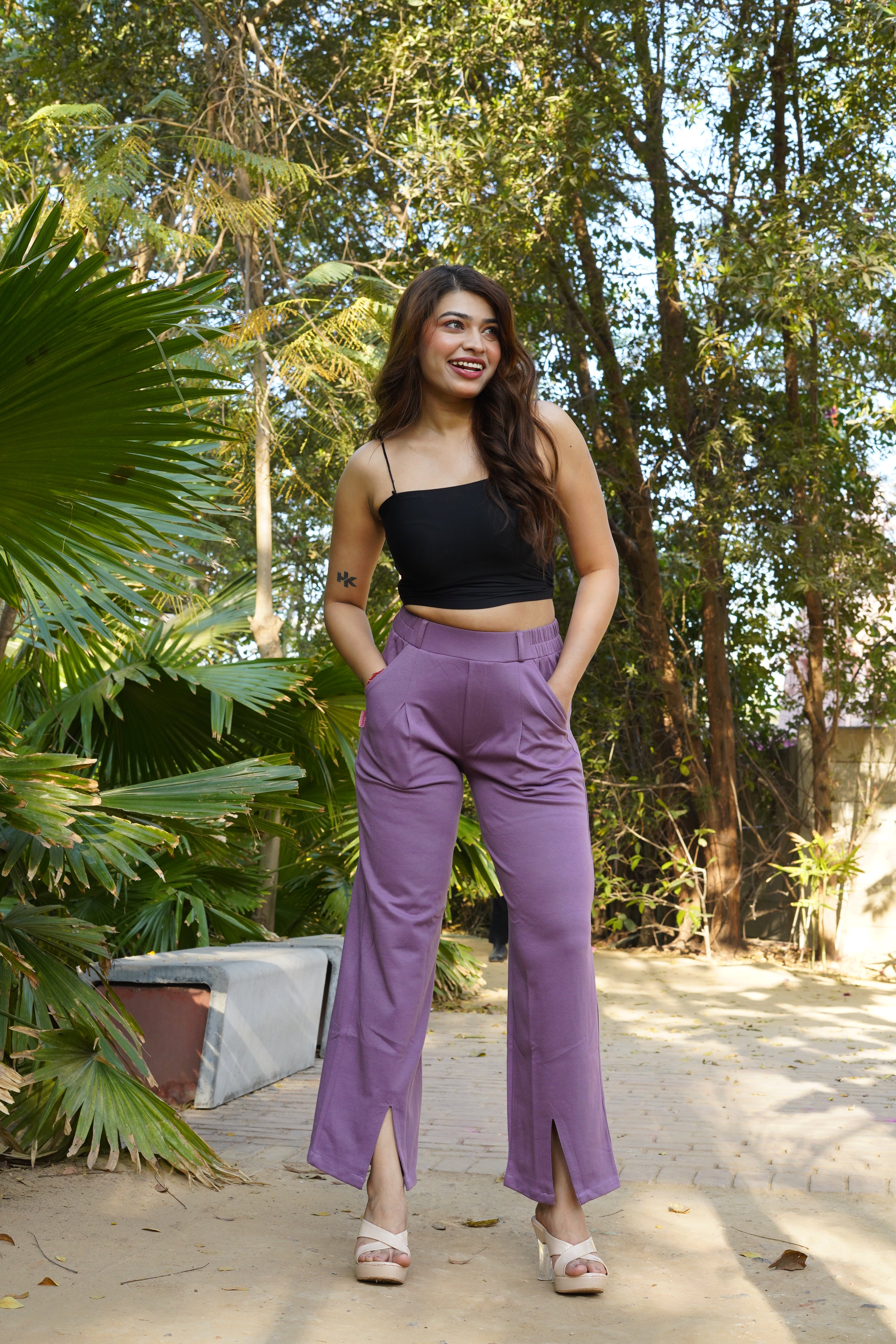 AirFlex Slit Wide Leg Pants (Dusty Rose)