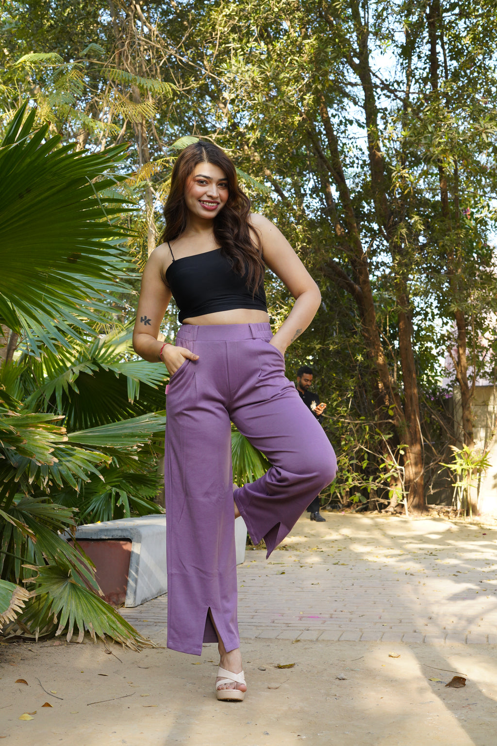 AirFlex Slit Wide Leg Pants (Dusty Rose)