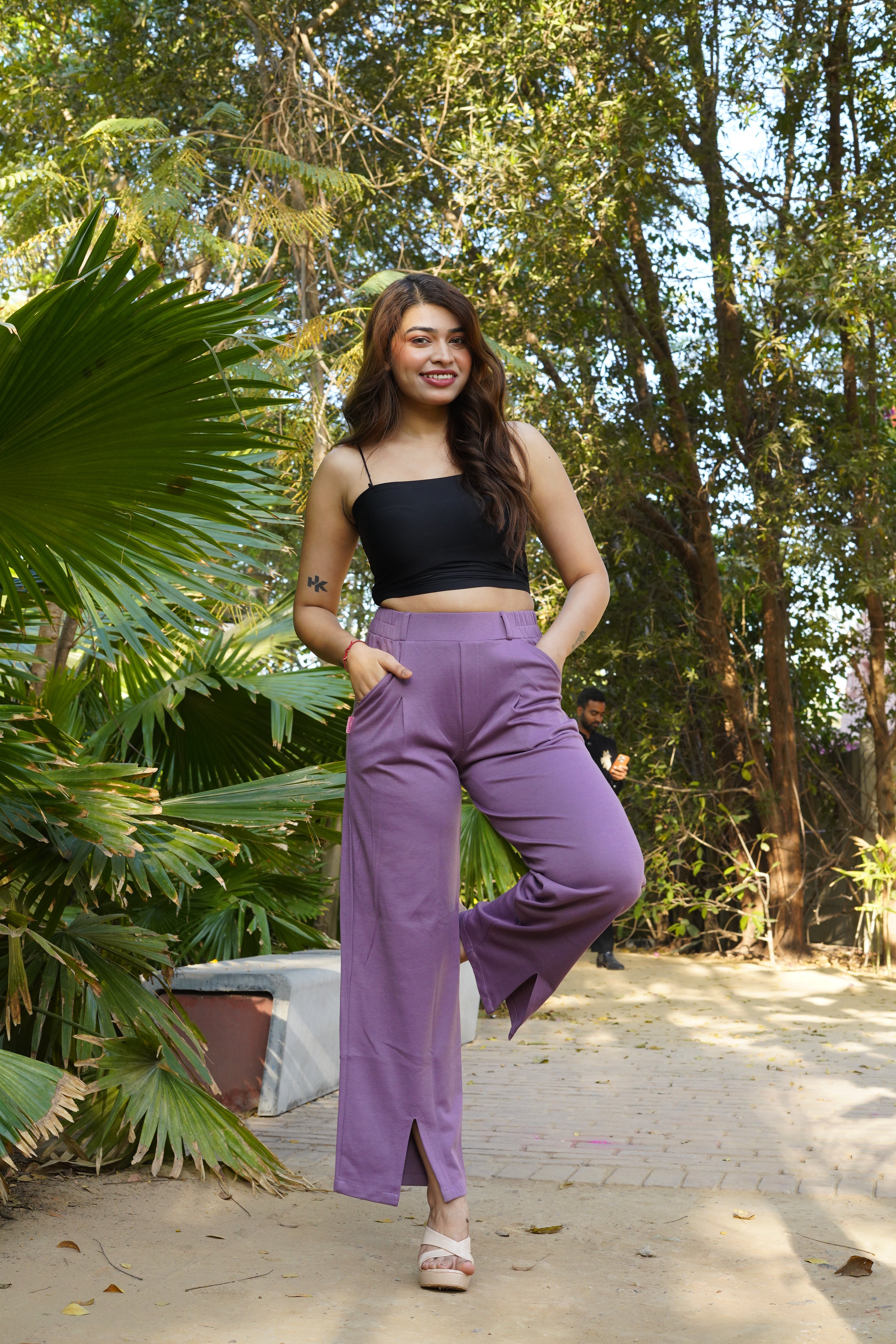 AirFlex Slit Wide Leg Pants (Dusty Rose)