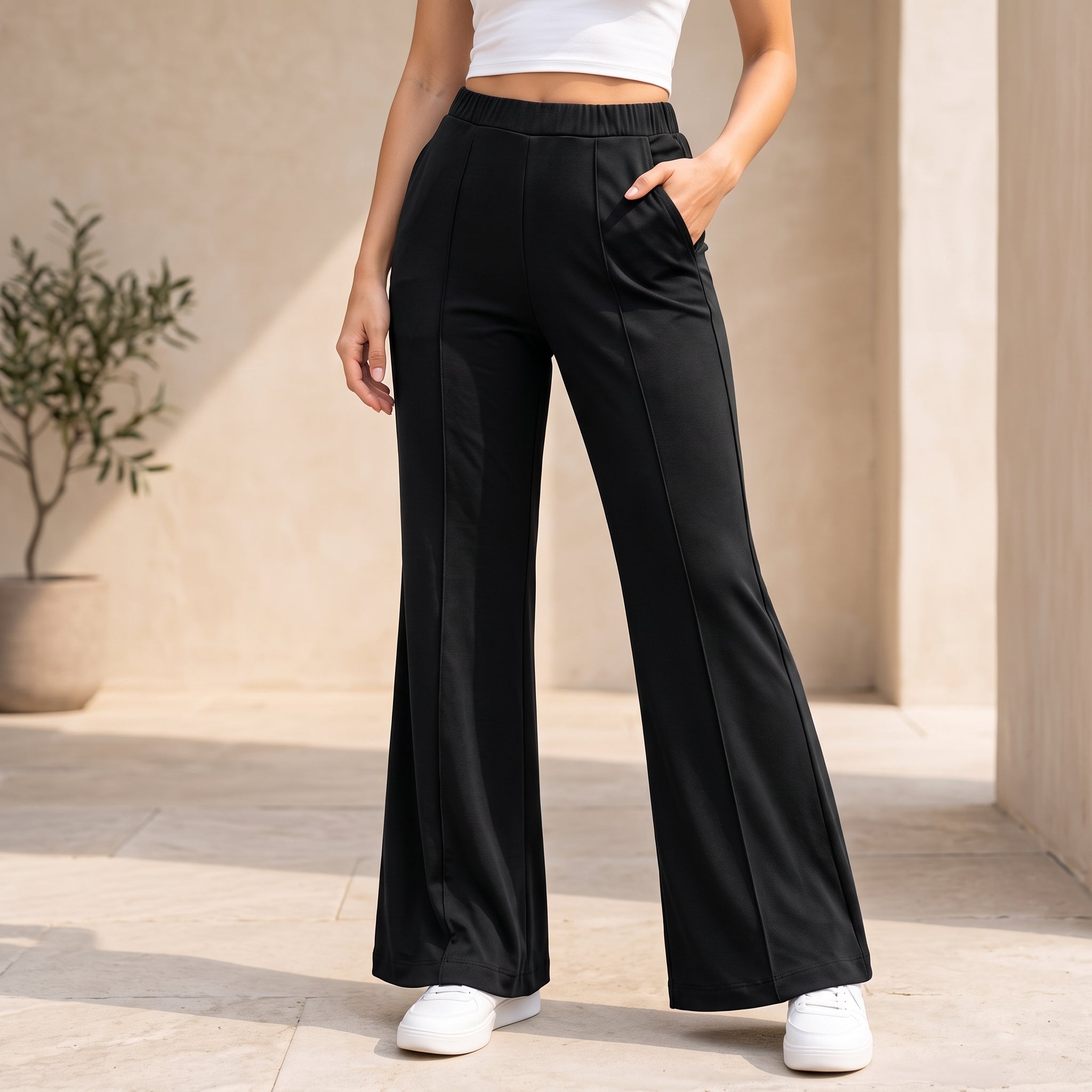 Women's High Waist Soft Stretch Flare Pants