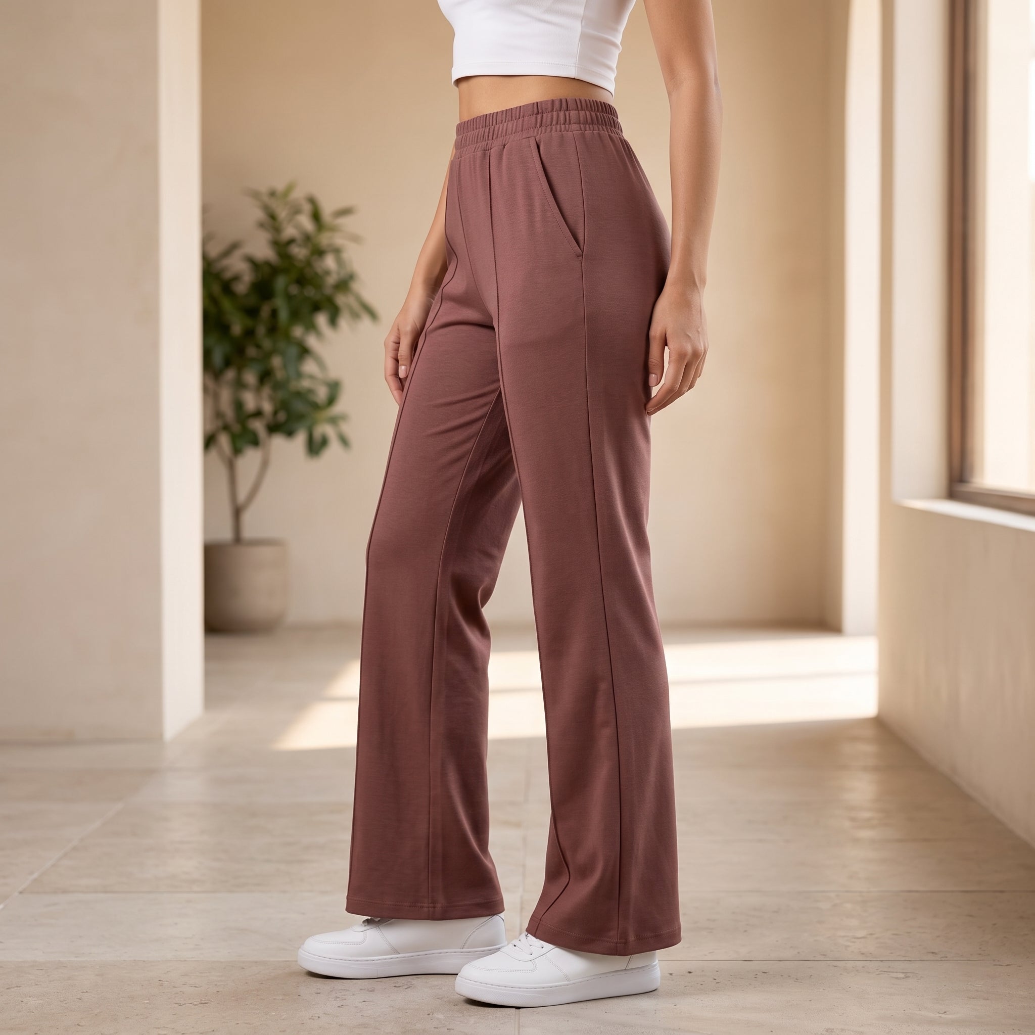 Women's High Waist Soft Stretch Flare Pants