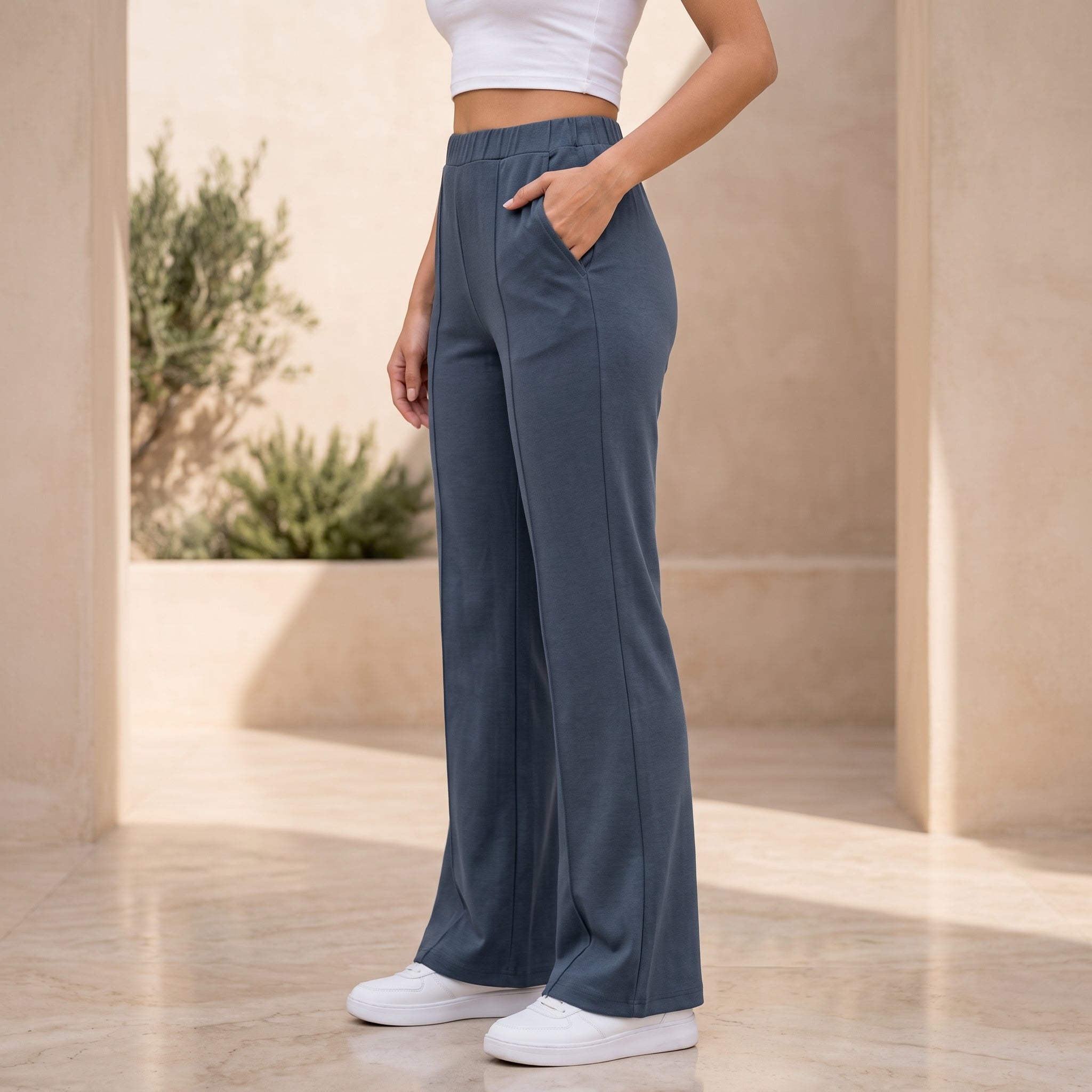 Women's High Waist Soft Stretch Flare Pants