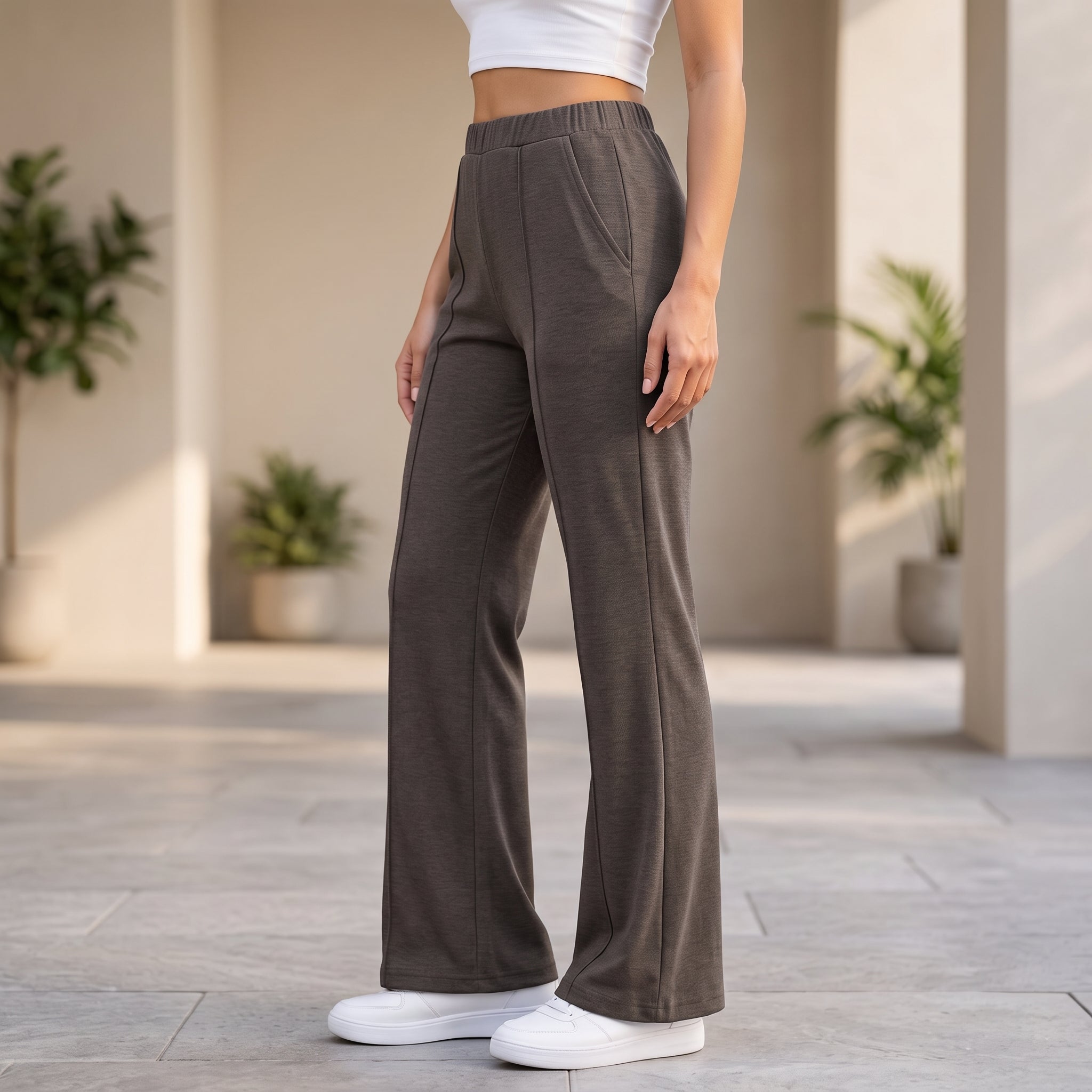 Women's High Waist Soft Stretch Flare Pants