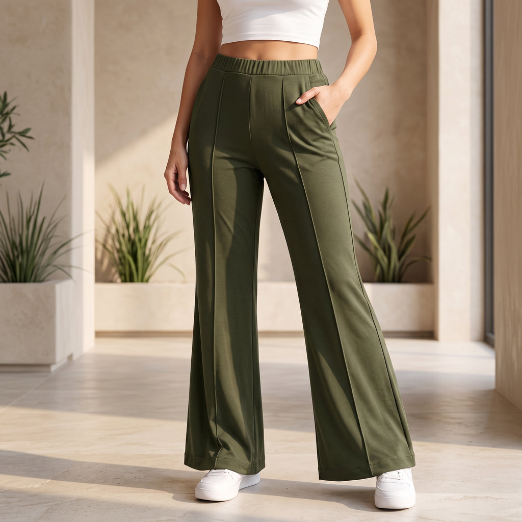 Women's High Waist Soft Stretch Flare Pants