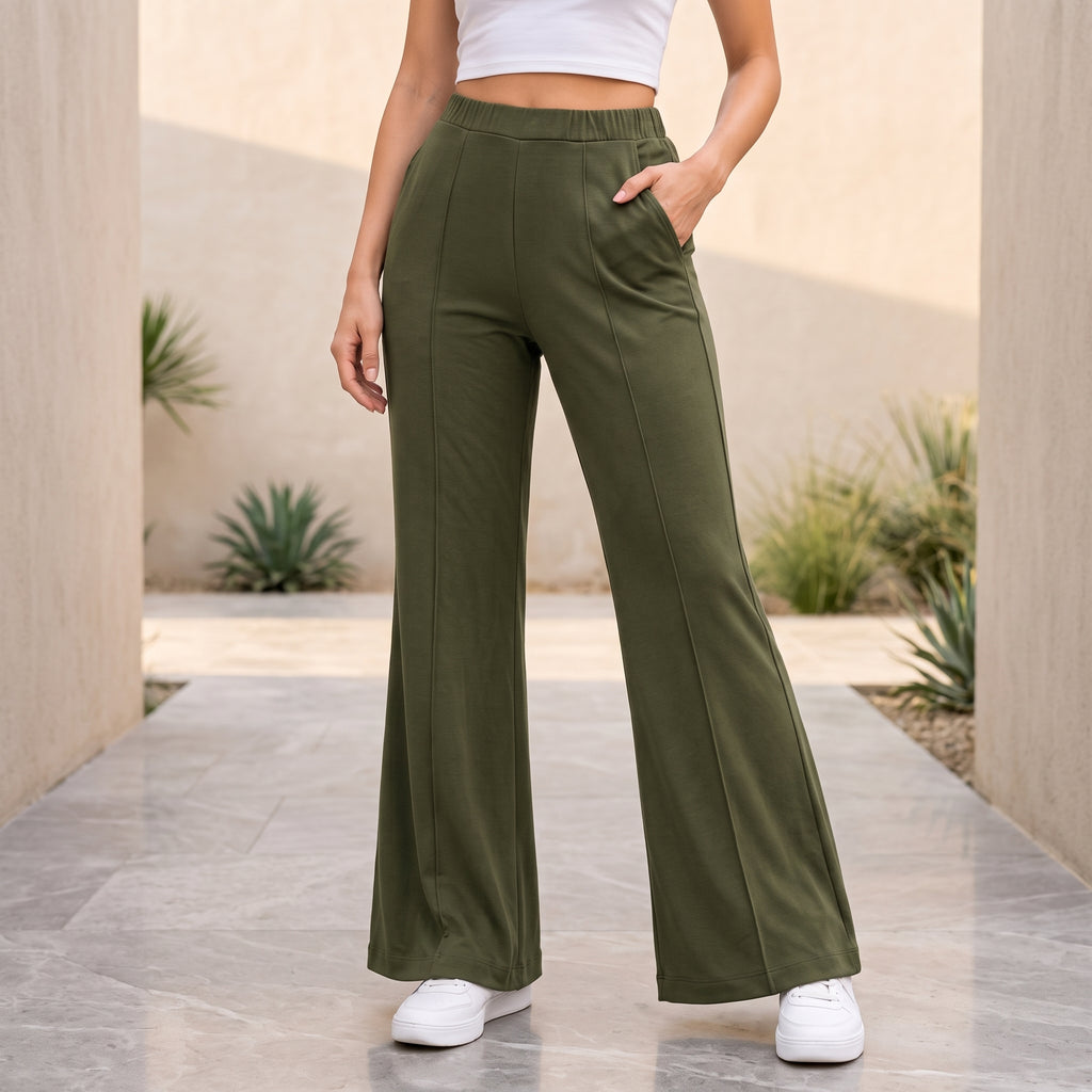 Women's High Waist Soft Stretch Flare Pants