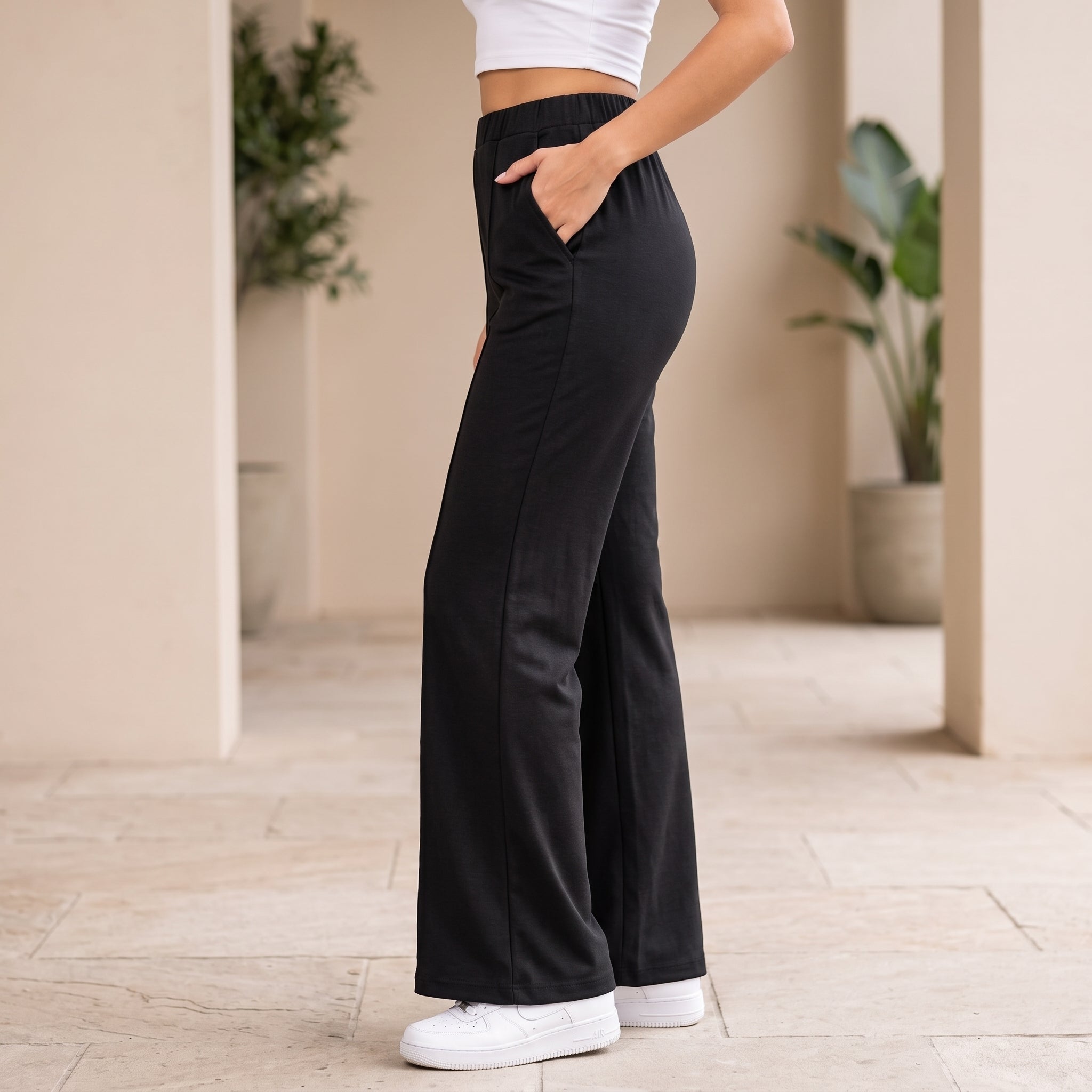 Women's High Waist Soft Stretch Flare Pants