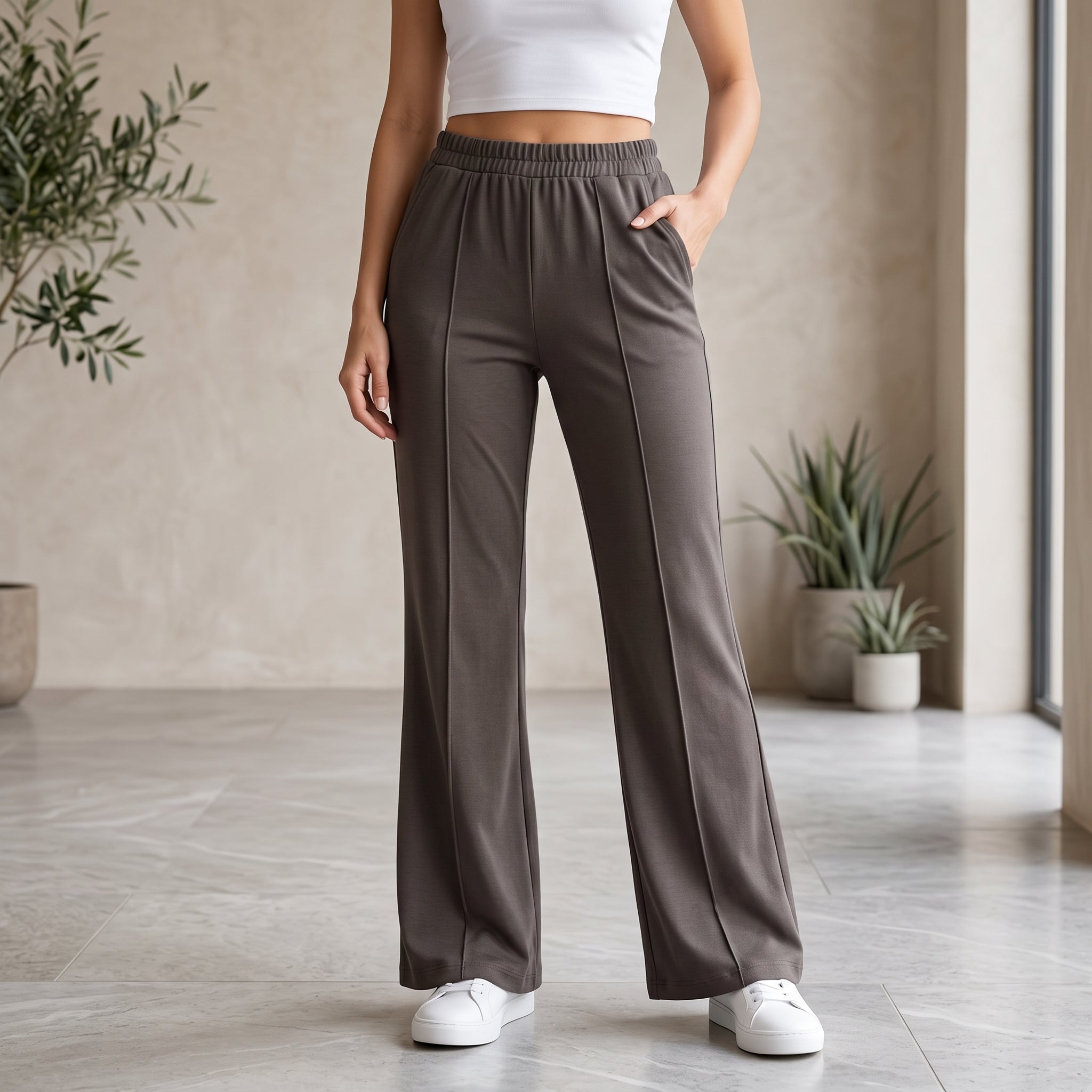 Women's High Waist Soft Stretch Flare Pants