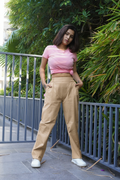 Easy Wear Cotton Pants (Sand Beige)