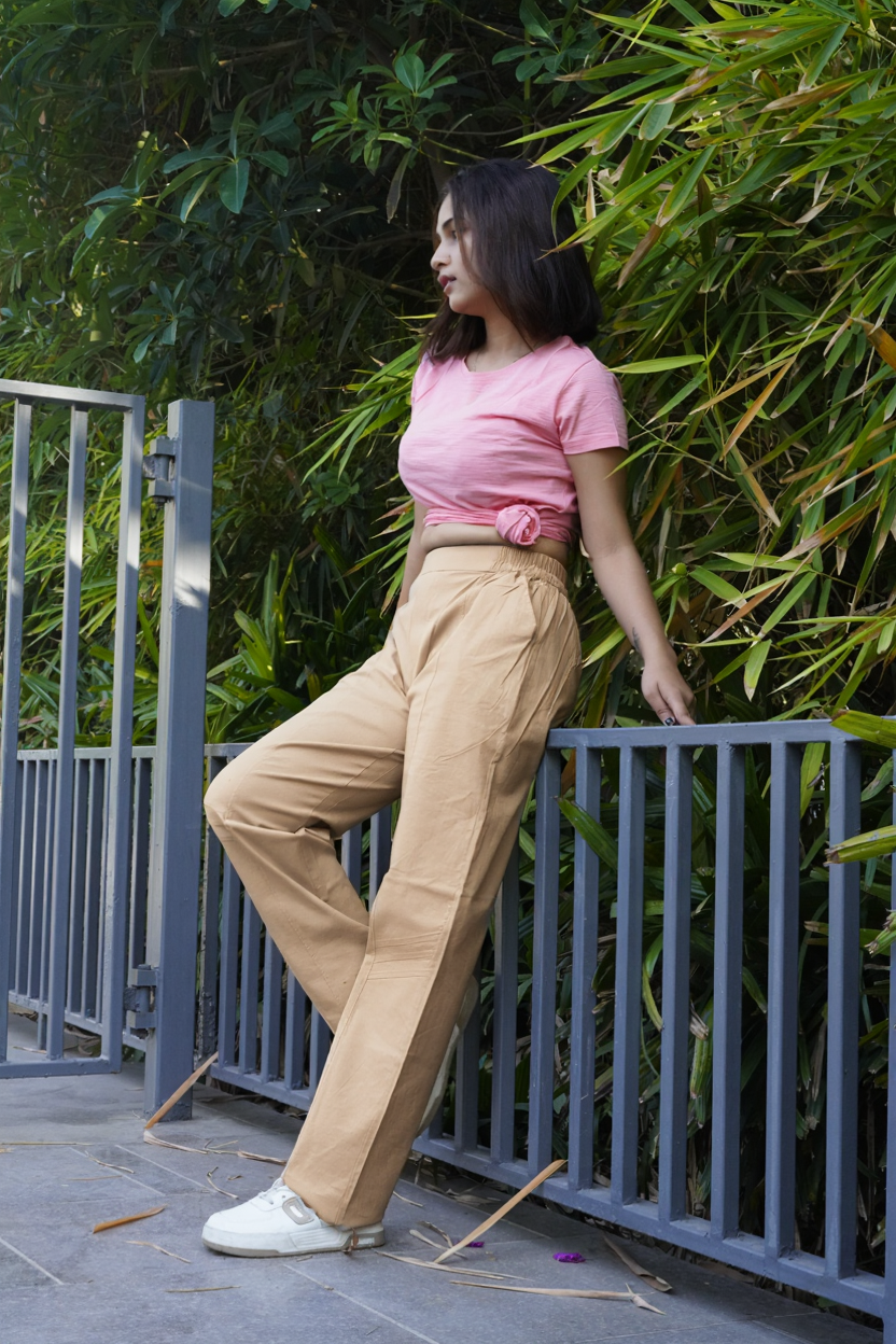 Easy Wear Cotton Pants (Sand Beige)
