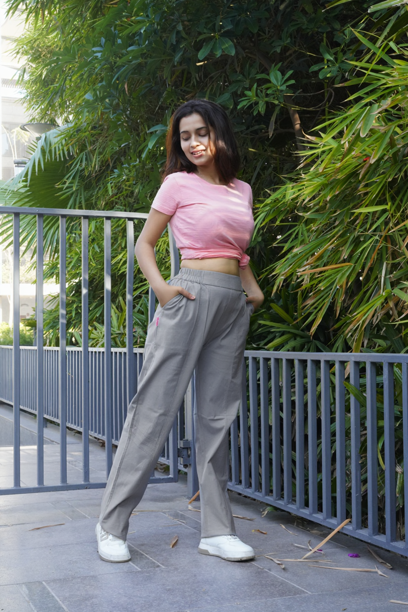 Easy Wear Cotton Pants (Silver Grey)