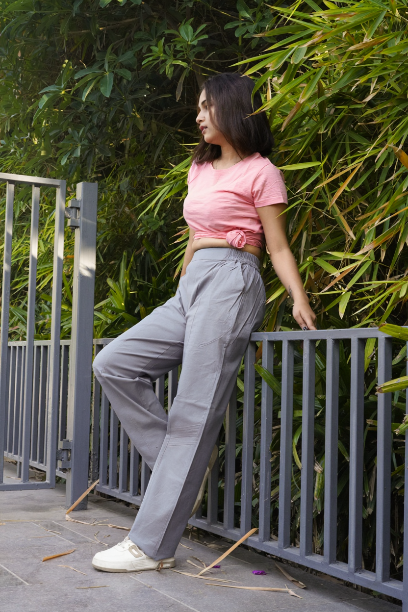 Easy Wear Cotton Pants (Silver Grey)
