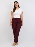 Regular Fit Straight Pants Wine Shade (Burgundy)