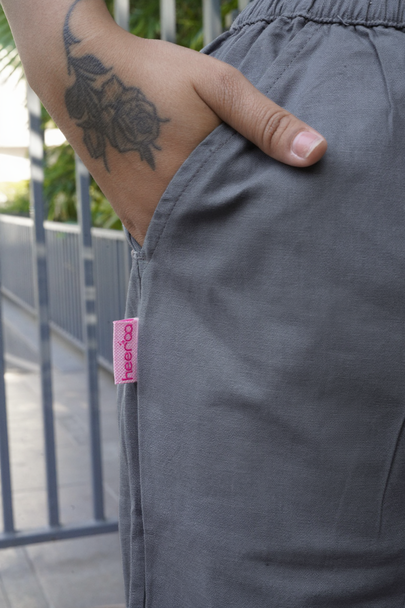 Easy Wear Cotton Pants (Steel Grey)