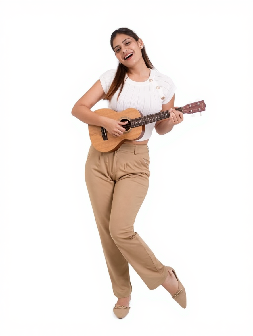 Regular Fit Straight Pants ( Light Beige)