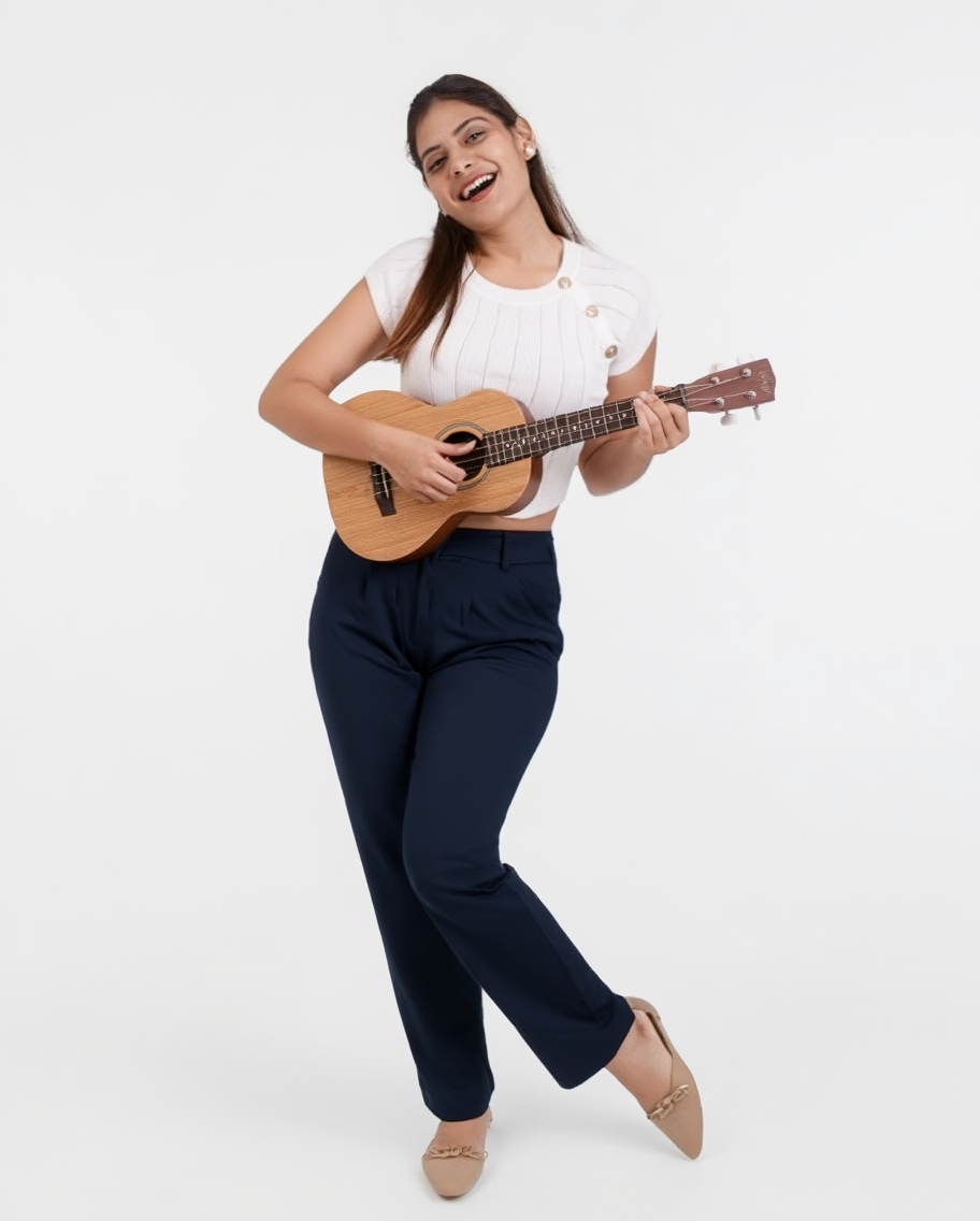 Regular Fit Straight Pants (Dark Blue)