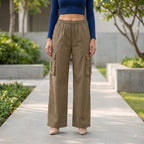 Women's Relaxed Fit 4 Pocket Cargo Pants | Cotton Wide Leg Trousers