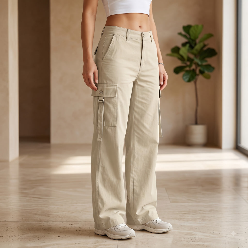 Women's Stylish Cargo Pants | Premium Cotton Relaxed Fit Utility Trousers
