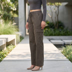 Women's Relaxed Fit 4 Pocket Cargo Pants | Cotton Wide Leg Trousers
