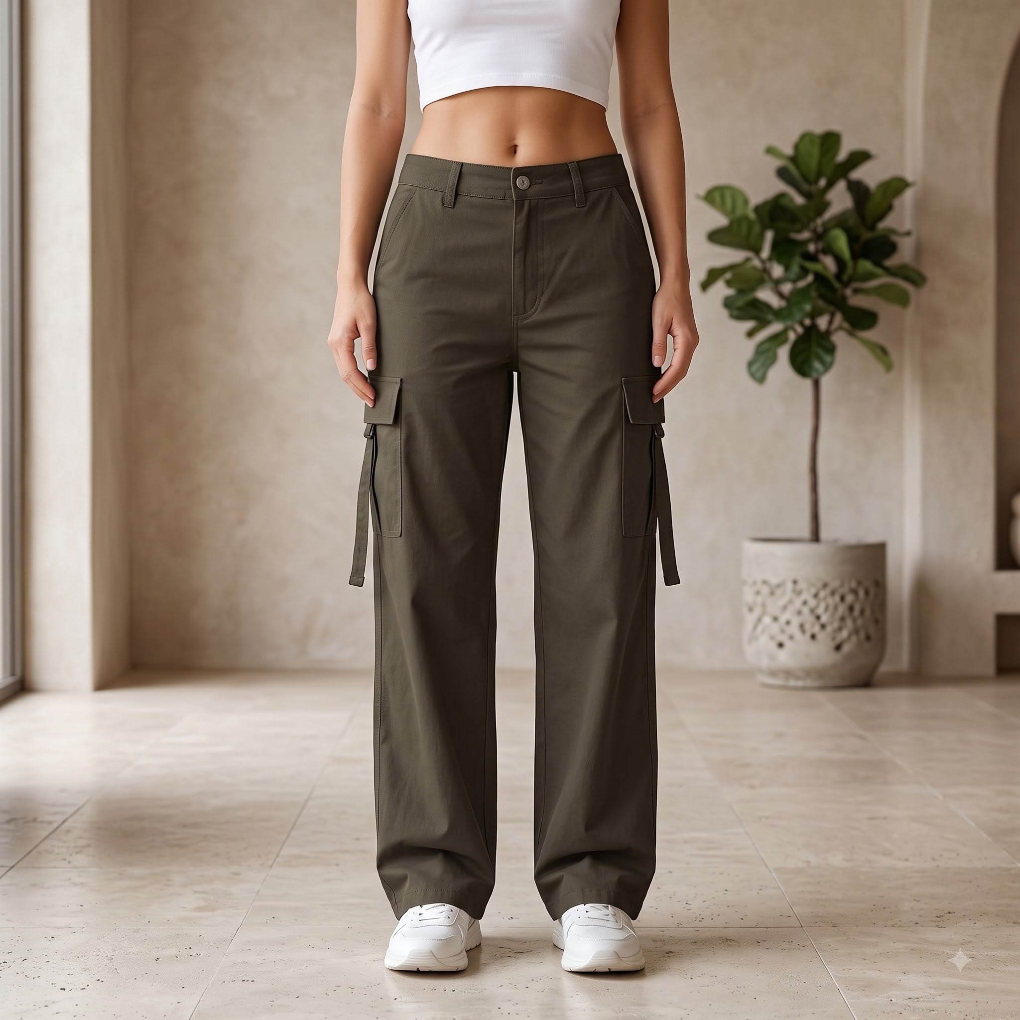 Women's Stylish Cargo Pants | Premium Cotton Relaxed Fit Utility Trousers