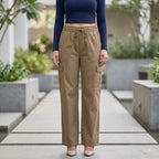 Women's Relaxed Fit 4 Pocket Cargo Pants | Cotton Wide Leg Trousers