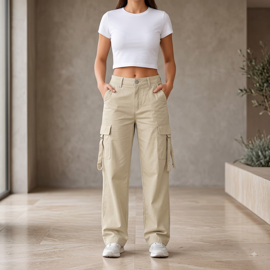 Women's Stylish Cargo Pants | Premium Cotton Relaxed Fit Utility Trousers