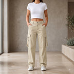 Women's Stylish Cargo Pants | Premium Cotton Relaxed Fit Utility Trousers