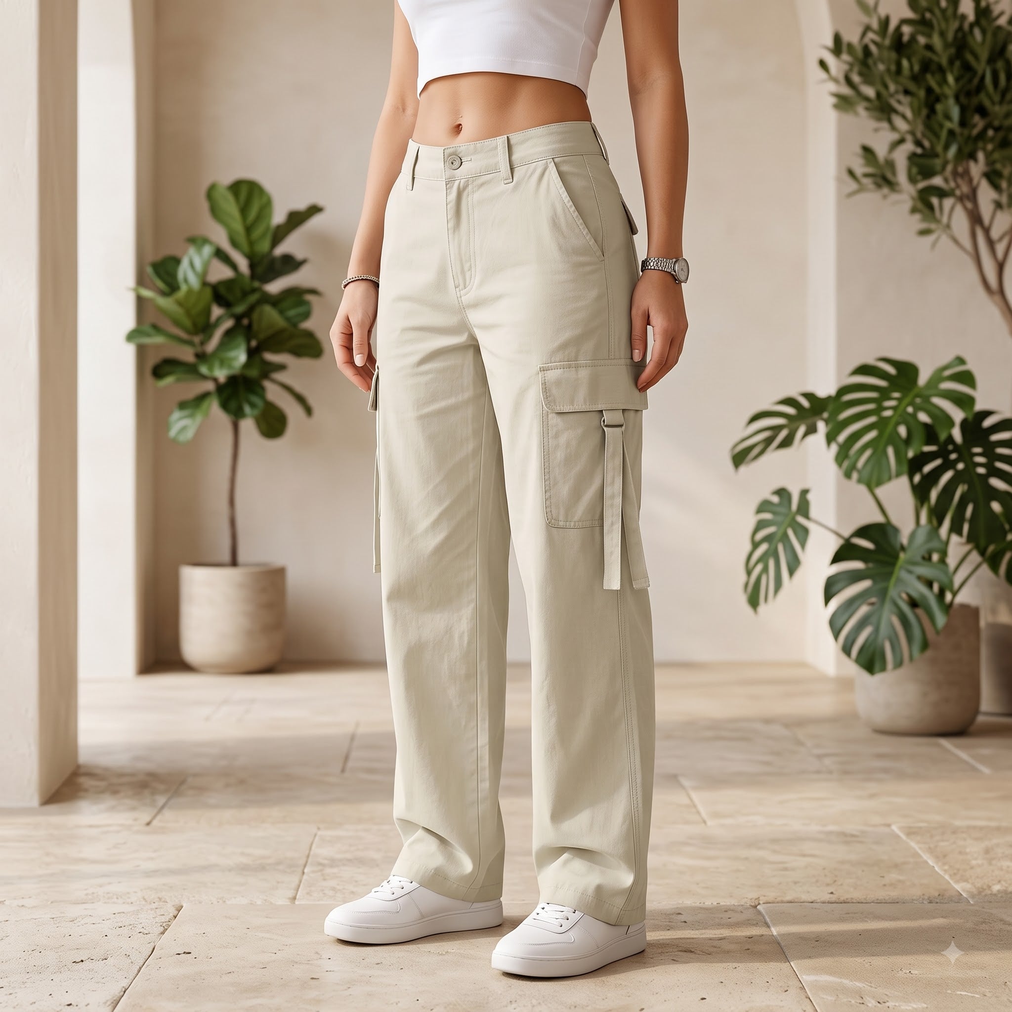 Women's Stylish Cargo Pants | Premium Cotton Relaxed Fit Utility Trousers
