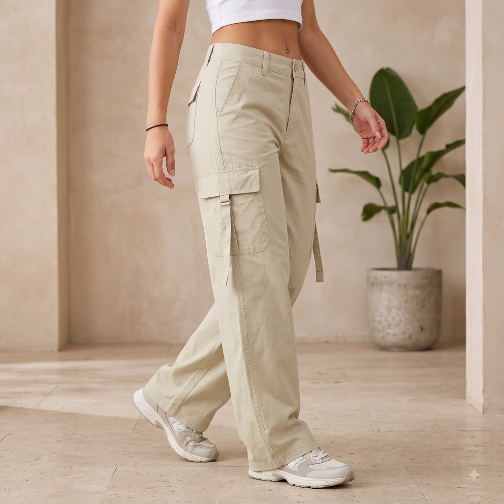 Women's Stylish Cargo Pants | Premium Cotton Relaxed Fit Utility Trousers