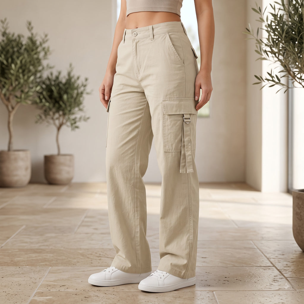 Women's Stylish Cargo Pants | Premium Cotton Relaxed Fit Utility Trousers