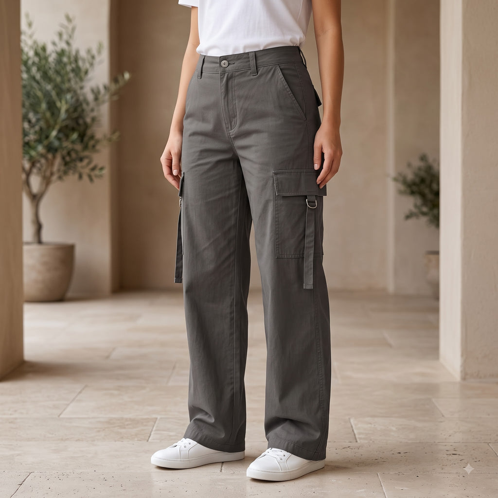 Women's Stylish Cargo Pants | Premium Cotton Relaxed Fit Utility Trousers