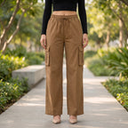 Women's Relaxed Fit 4 Pocket Cargo Pants | Cotton Wide Leg Trousers