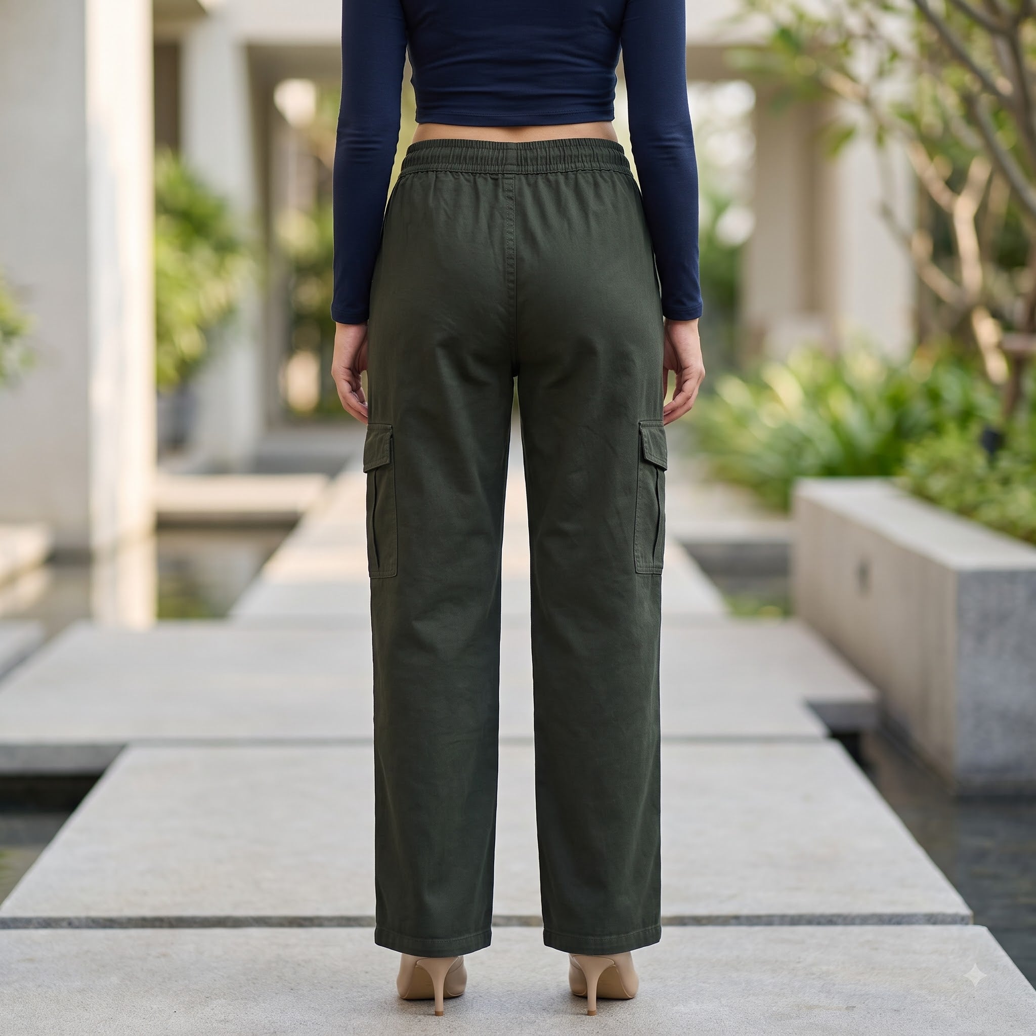 Women's Relaxed Fit 4 Pocket Cargo Pants | Cotton Wide Leg Trousers