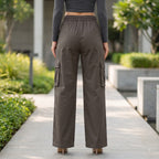 Women's Relaxed Fit 4 Pocket Cargo Pants | Cotton Wide Leg Trousers