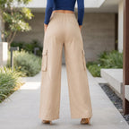 Women's Relaxed Fit 4 Pocket Cargo Pants | Cotton Wide Leg Trousers