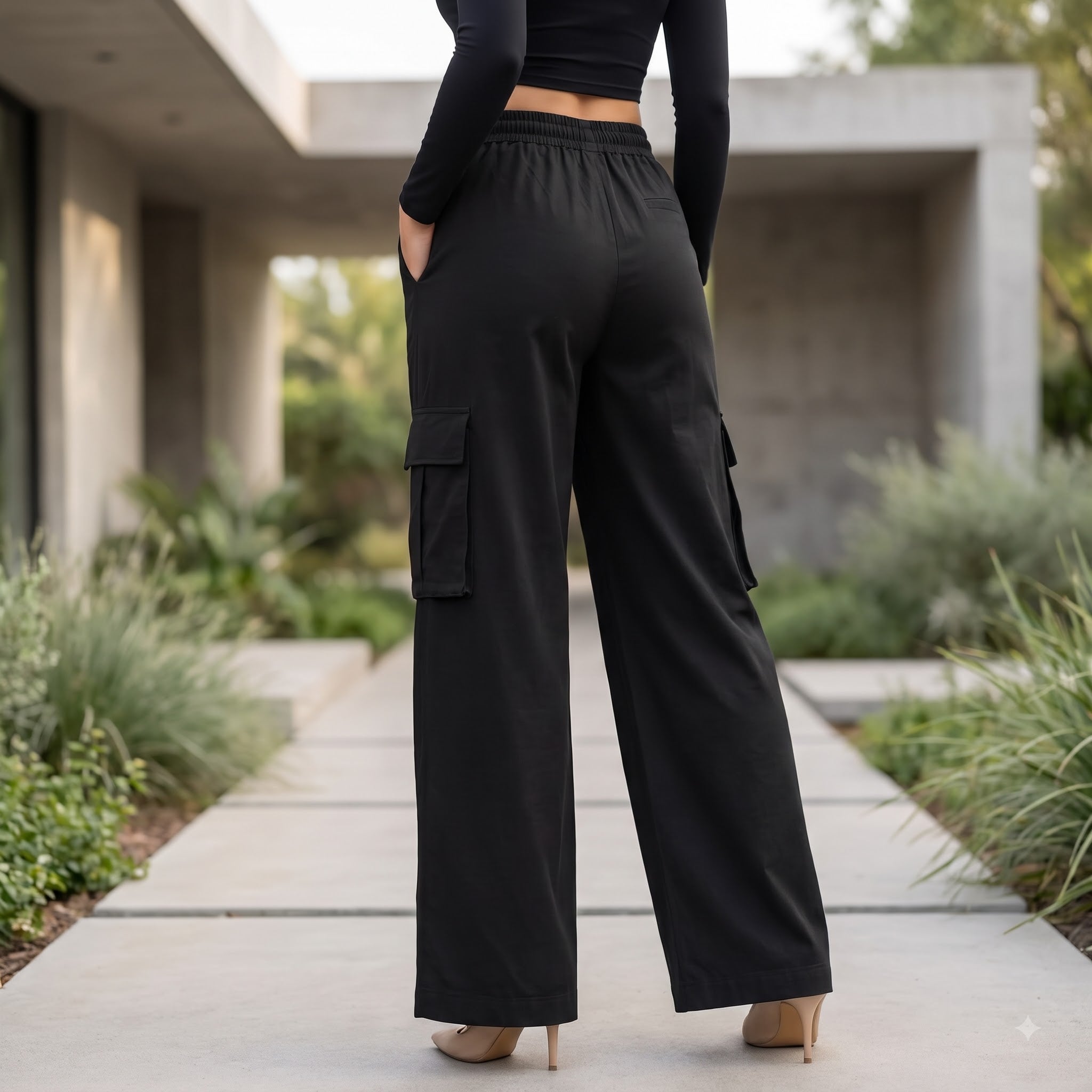 Women's Relaxed Fit 4 Pocket Cargo Pants | Cotton Wide Leg Trousers