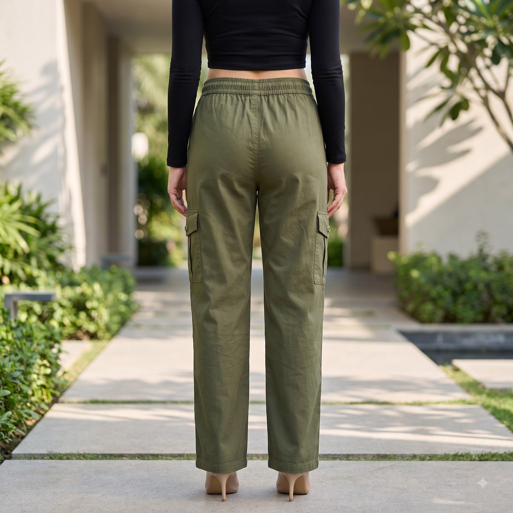 Women's Relaxed Fit 4 Pocket Cargo Pants | Cotton Wide Leg Trousers