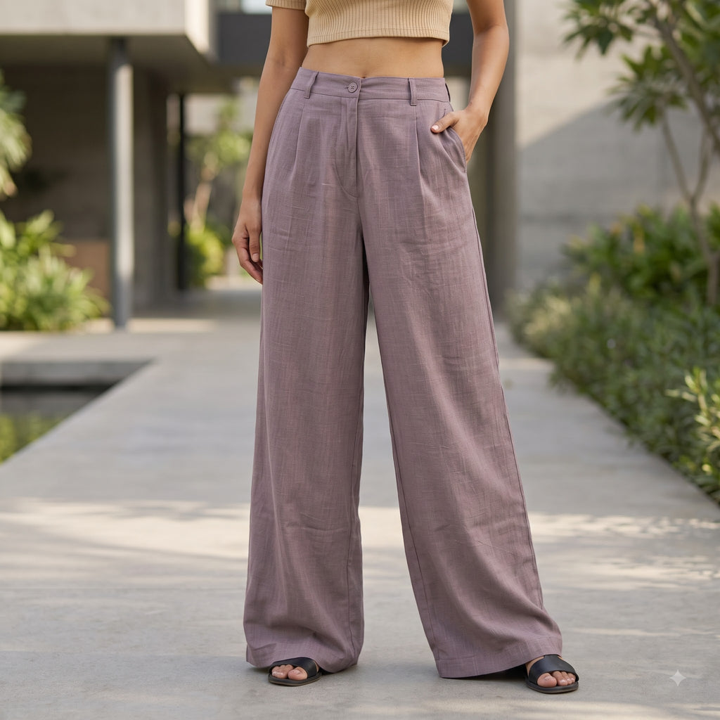 Premium Linen Cotton Wide Leg Trousers for Women
