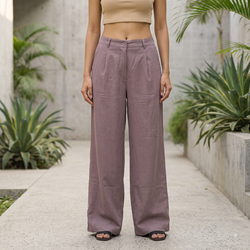 Premium Linen Cotton Wide Leg Trousers for Women