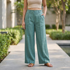 Premium Linen Cotton Wide Leg Trousers for Women